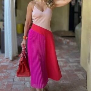 Cushnie Pink and Red Midi Dress Size 2